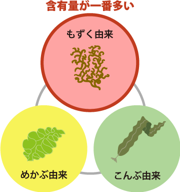 もずく・めかぶ・こんぶ フコイダン含有量比較